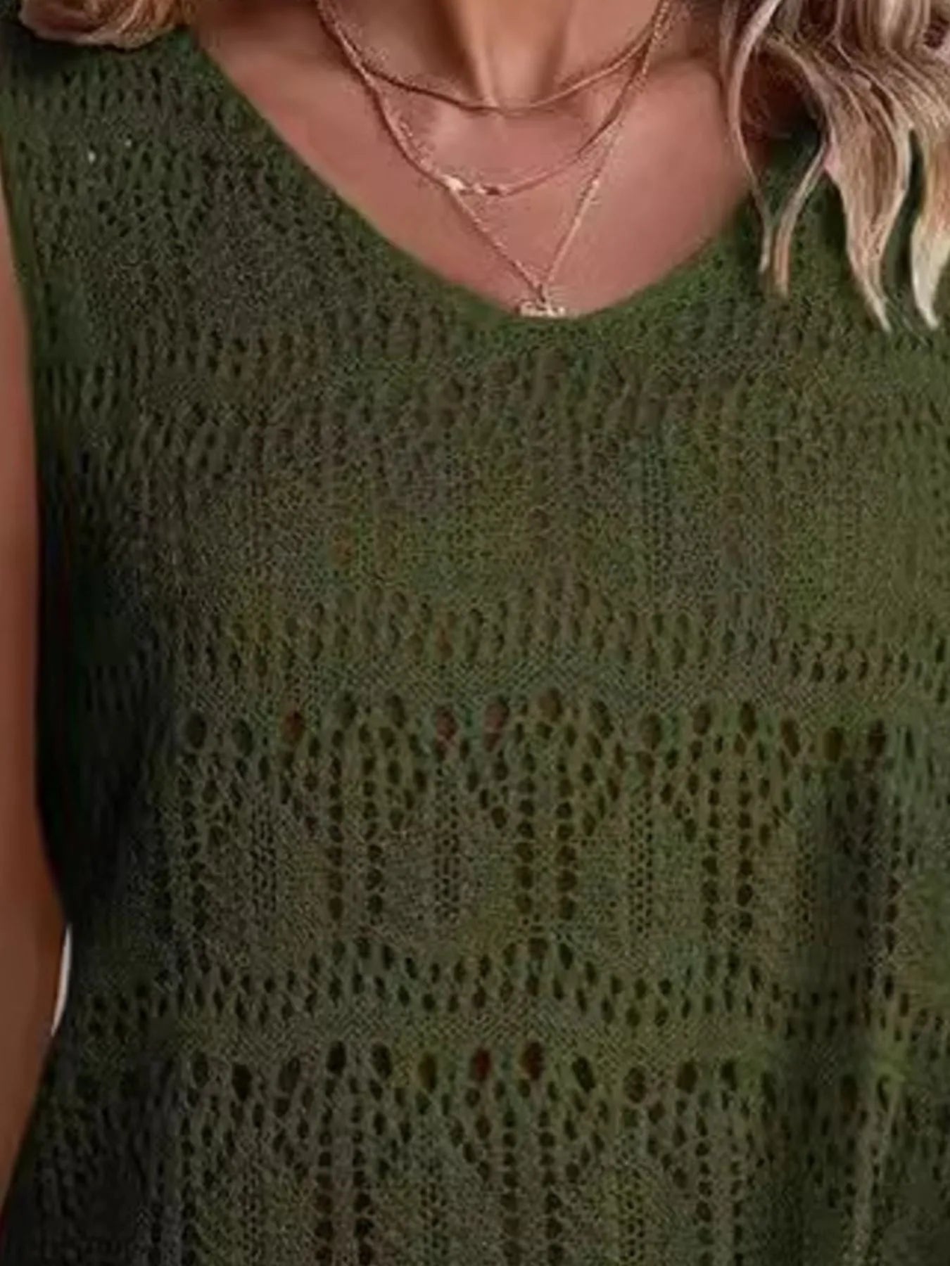 Crochet Sleeveless Sweater Vest - Tigbul's Variety Fashion Shop