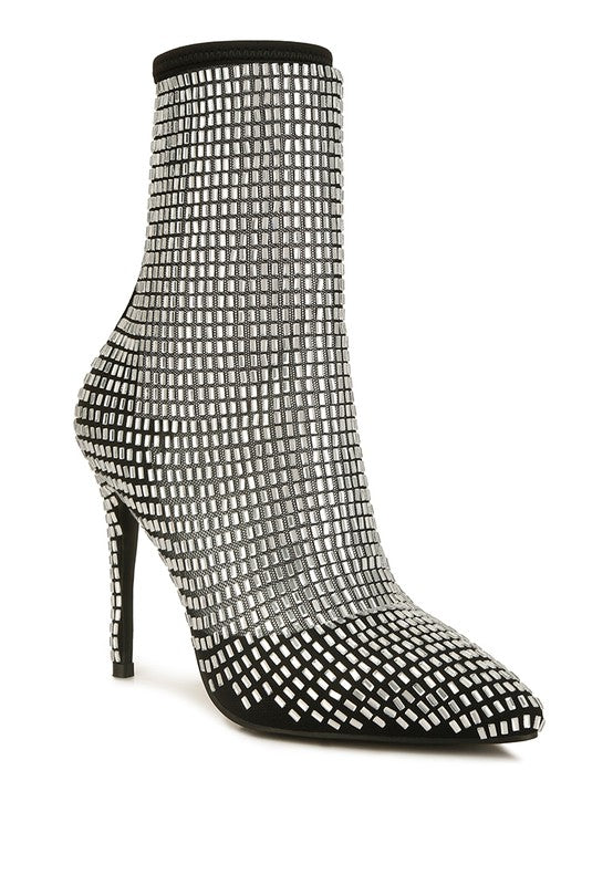 Fortunate Rhinestones Embellished Mesh Boots - Tigbul's Variety Fashion Shop