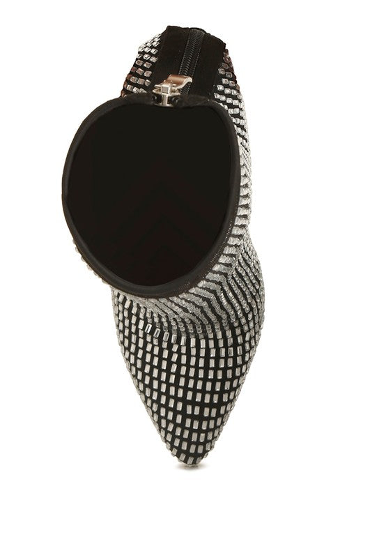 Fortunate Rhinestones Embellished Mesh Boots - Tigbul's Variety Fashion Shop