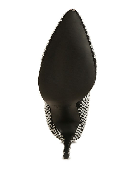 Fortunate Rhinestones Embellished Mesh Boots - Tigbul's Variety Fashion Shop
