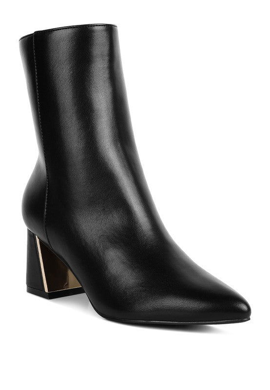 Kaira Metallic Accent Heel High Ankle Boots - Tigbul's Variety Fashion Shop