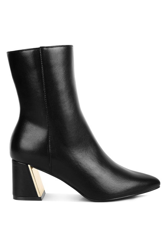 Kaira Metallic Accent Heel High Ankle Boots - Tigbul's Variety Fashion Shop