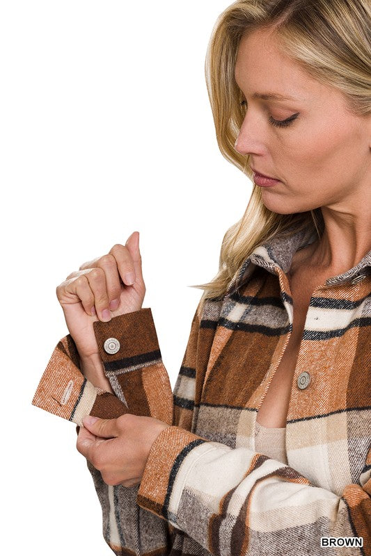 Yarn Dyed Plaid Shacket - Tigbul's Variety Fashion Shop