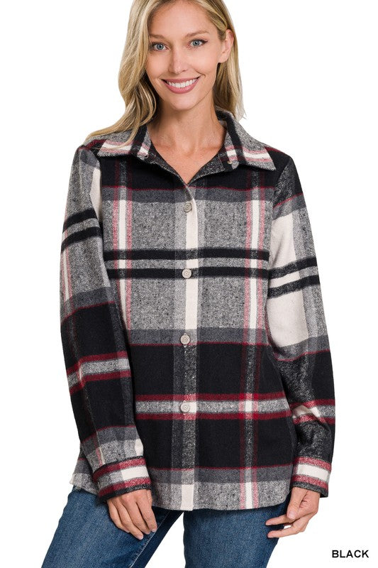 Yarn Dyed Plaid Shacket - Tigbul's Variety Fashion Shop