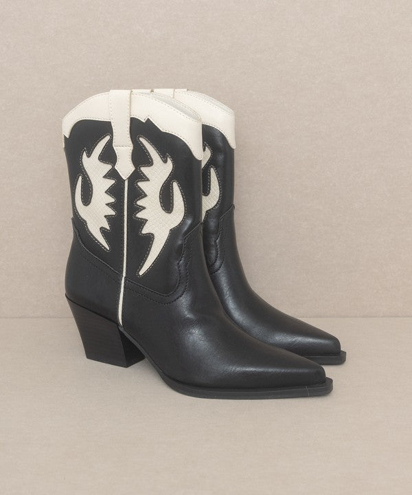 OASIS SOCIETY Houston - Layered Panel Cowboy Boots - Tigbul's Variety Fashion Shop