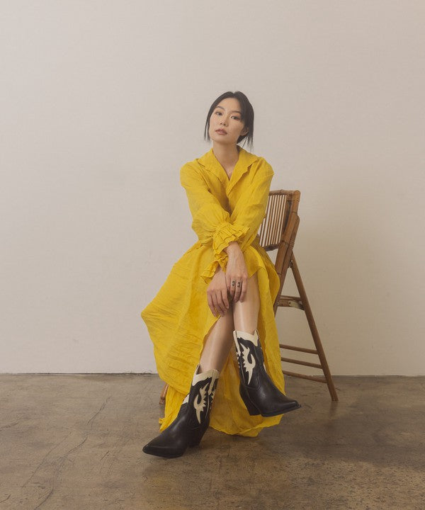 OASIS SOCIETY Houston - Layered Panel Cowboy Boots - Tigbul's Variety Fashion Shop