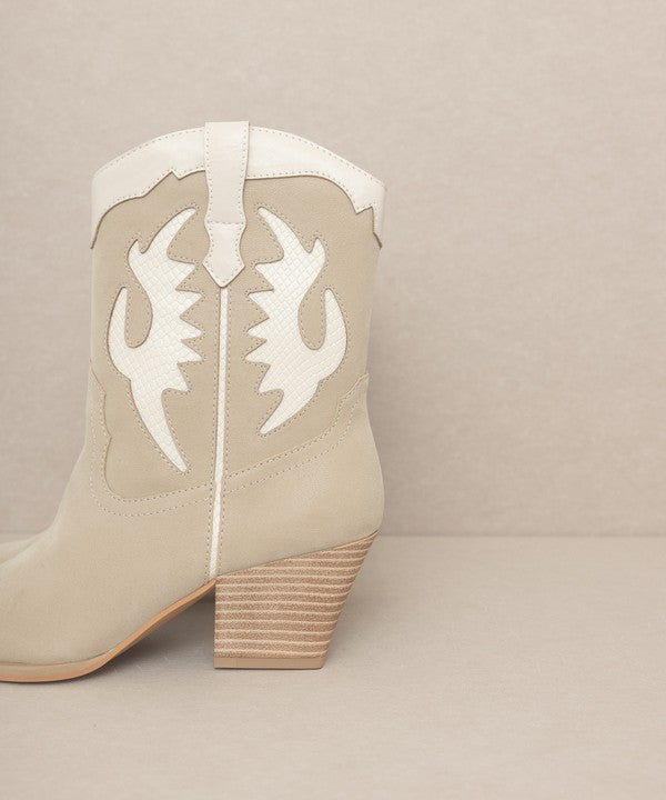 OASIS SOCIETY Houston - Layered Panel Cowboy Boots - Tigbul's Variety Fashion Shop