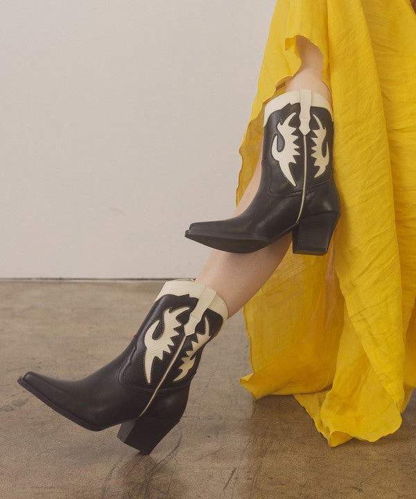 OASIS SOCIETY Houston - Layered Panel Cowboy Boots - Tigbul's Variety Fashion Shop
