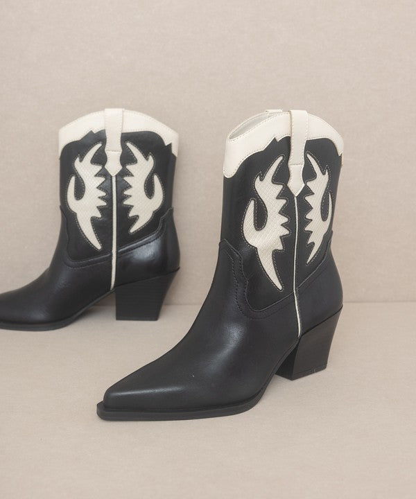OASIS SOCIETY Houston - Layered Panel Cowboy Boots - Tigbul's Variety Fashion Shop