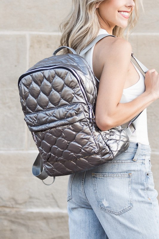 Jade Metallic Puffer Backpack - Tigbul's Variety Fashion Shop