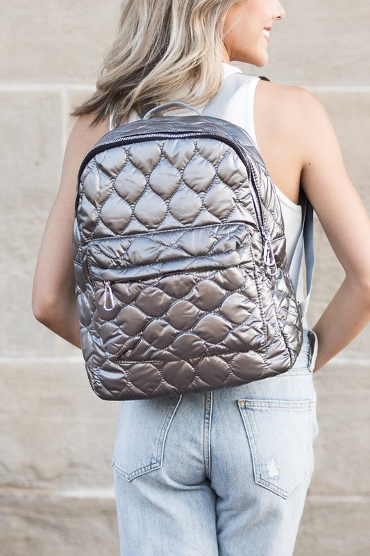 Jade Metallic Puffer Backpack - Tigbul's Variety Fashion Shop