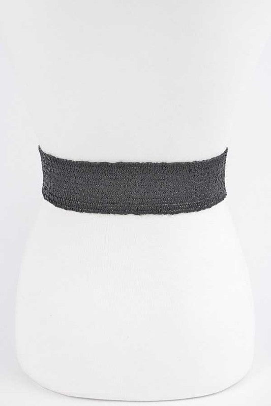 Double Buckle Faux Straw Elastic Belt - Tigbul's Variety Fashion Shop