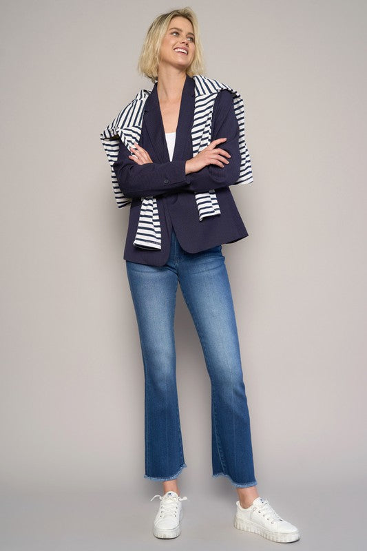 Dark Wash High Rise Cropped Bootcut Denim Jean Pants - Tigbul's Variety Fashion Shop