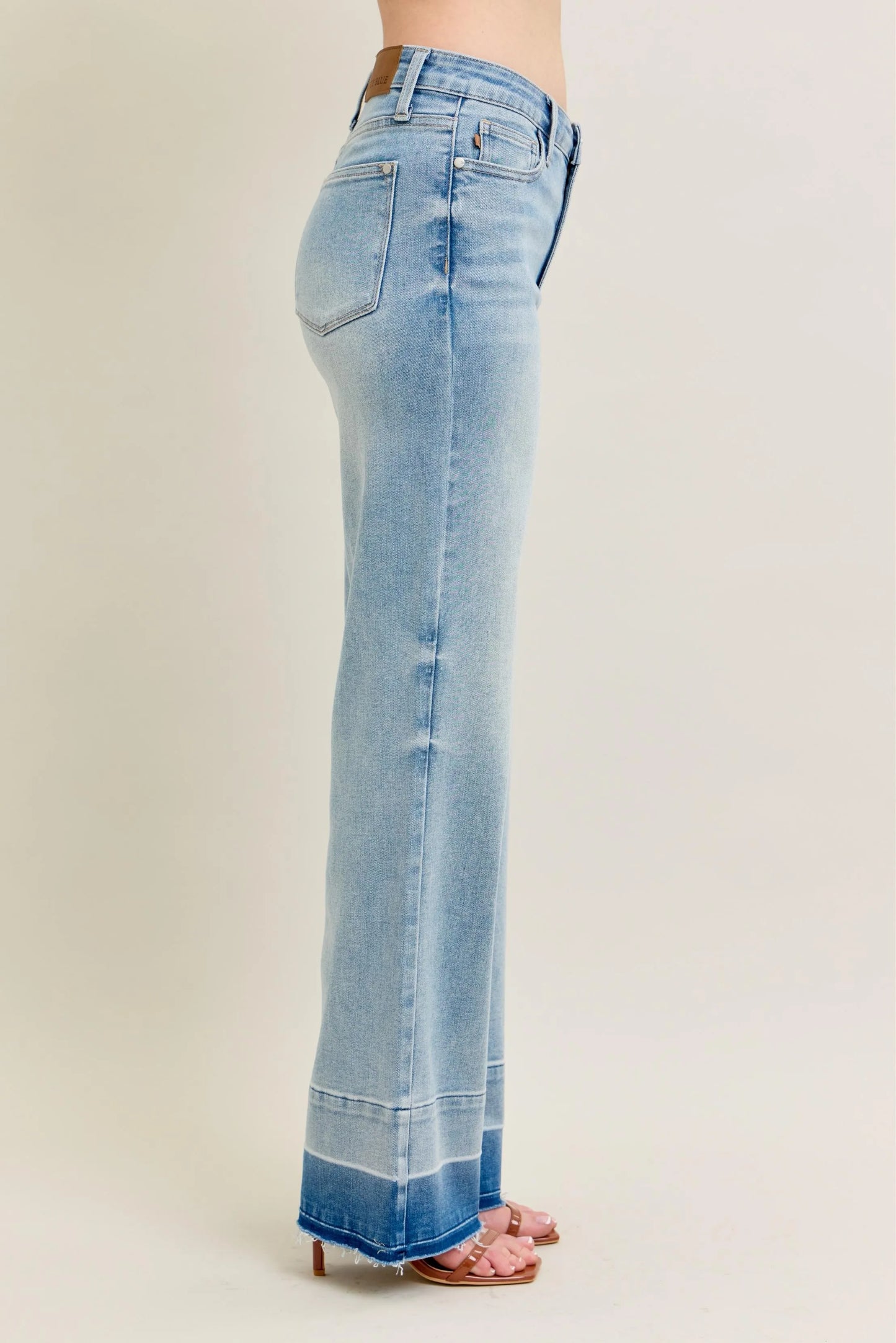 Judy Blue Full Size Mr Release Hem Wide Leg Jeans Plus Size - Tigbul's Variety Fashion Shop