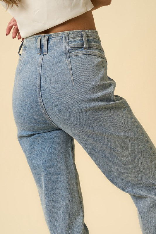High Waist Seamed Tapered Jeans - Tigbul's Variety Fashion Shop