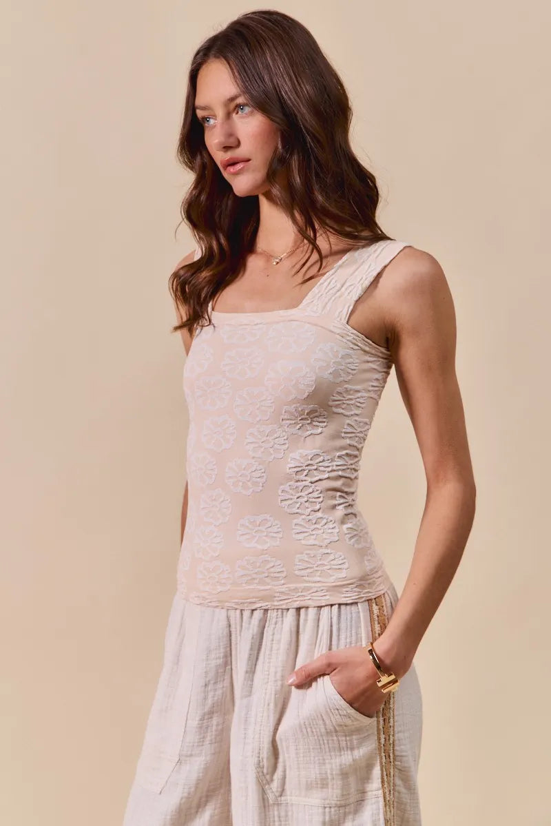 Two Tone Floral Seamless Tank Top - Tigbul's Variety Fashion Shop
