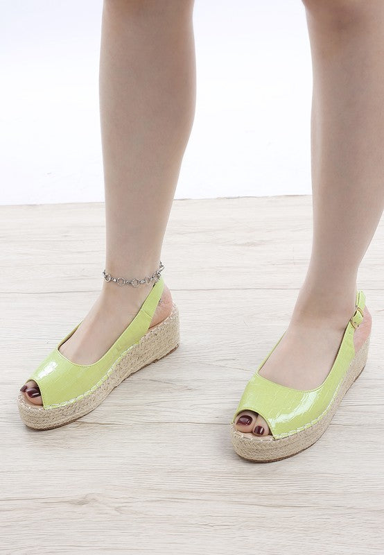 Yarael Croco Peep Toe Wedges - Tigbul's Variety Fashion Shop
