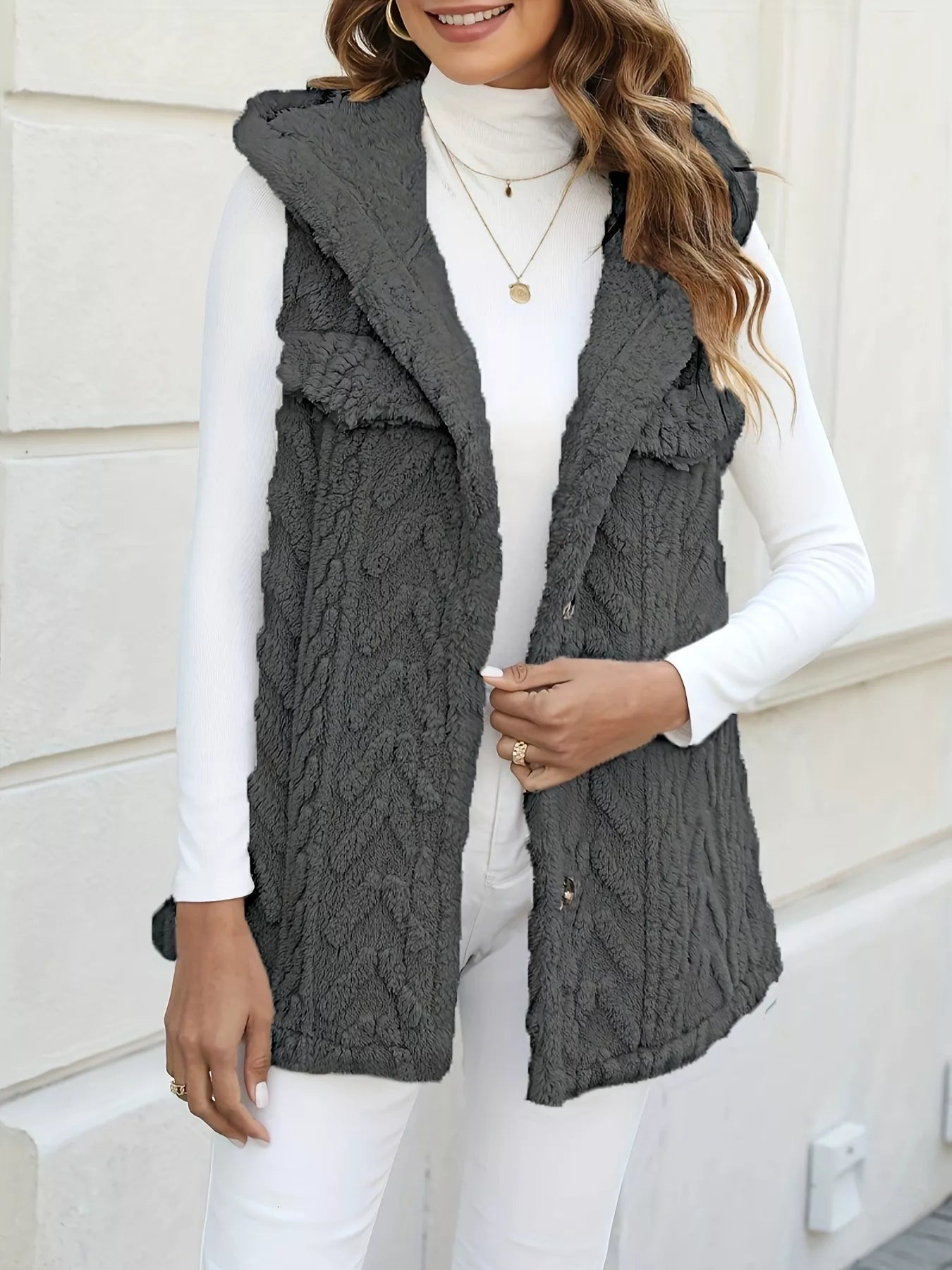 Button-Front Hooded Vest Coat - Tigbul's Variety Fashion Shop
