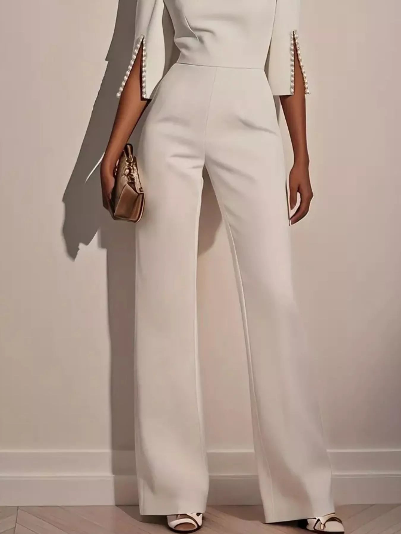 Wide-Leg Jumpsuit with Slit Sleeve - Tigbul's Variety Fashion Shop