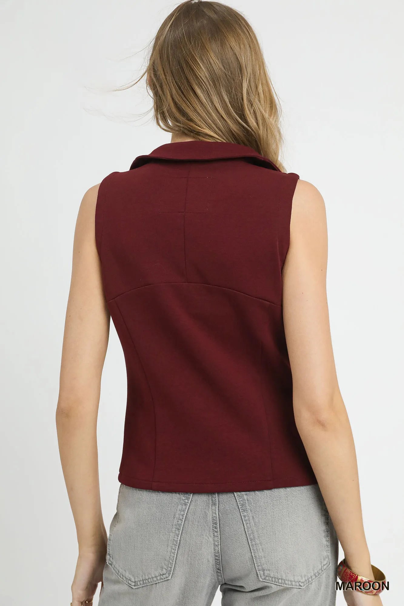 Umgee Zip-Front Fitted Vest with Pockets - Tigbul's Variety Fashion Shop