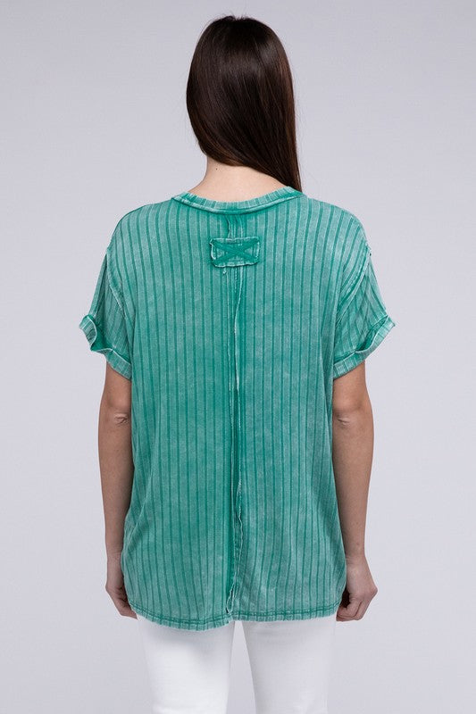Ribbed Raglan Dolman Sleeve Boat-Neck Top - Tigbul's Variety Fashion Shop