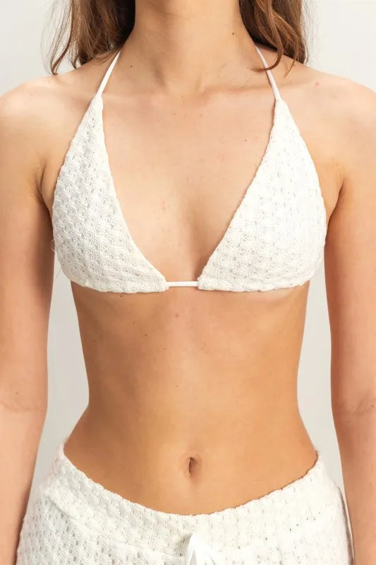 Crochet Bra and Drawstring Pants Set - Tigbul's Variety Fashion Shop