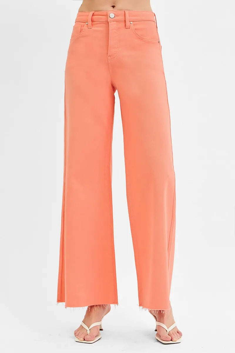 RISEN Full Size Tummy Control High Rise Wide Leg Palazzo Jeans Plus Size - Tigbul's Variety Fashion Shop