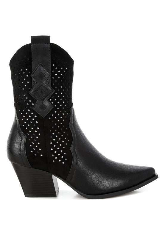 Prosia Rhinestone-Studded Cowboy Boots - Tigbul's Variety Fashion Shop