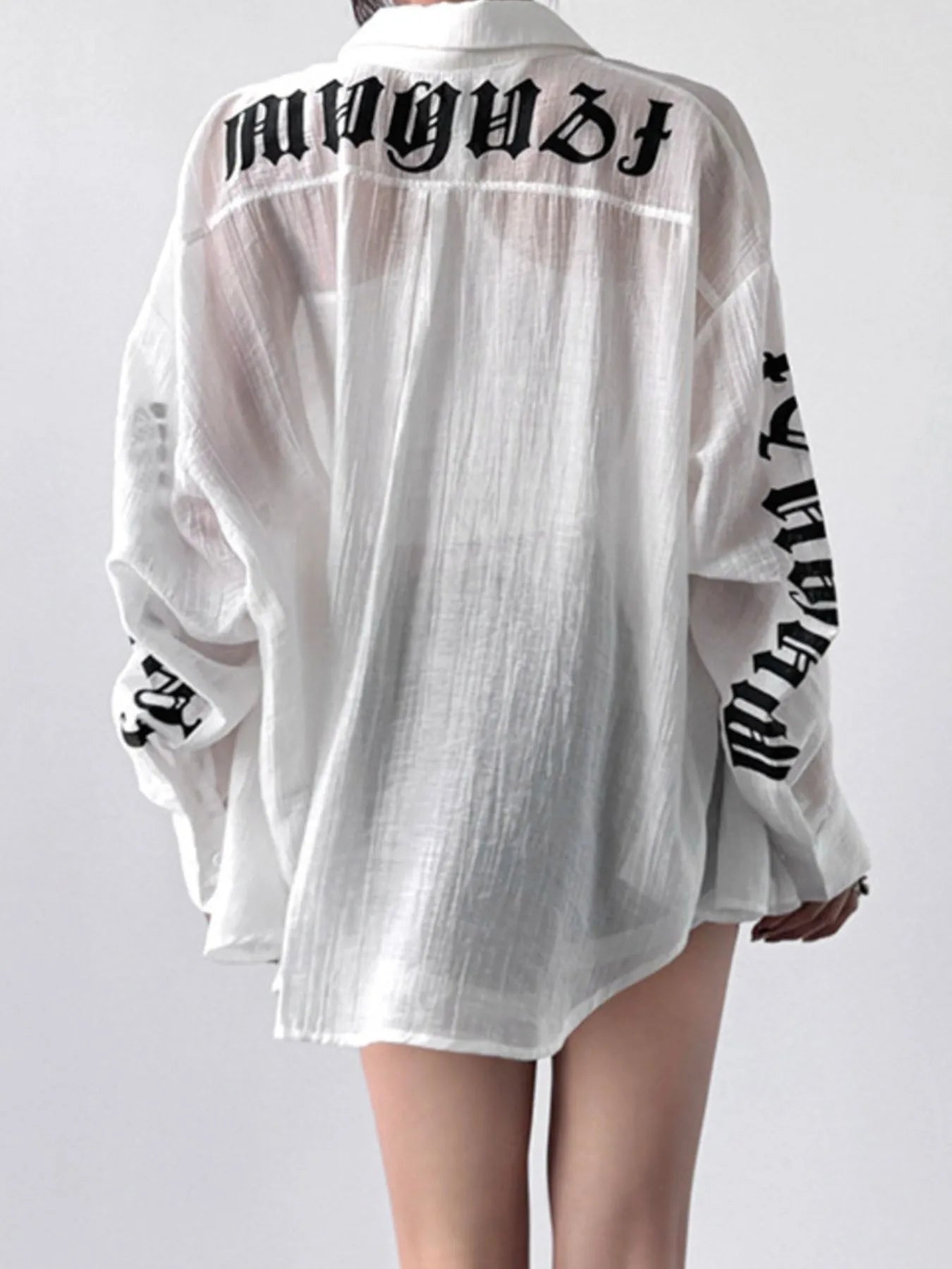 Button-Up Long Sleeve Oversized Shirt - Tigbul's Variety Fashion Shop