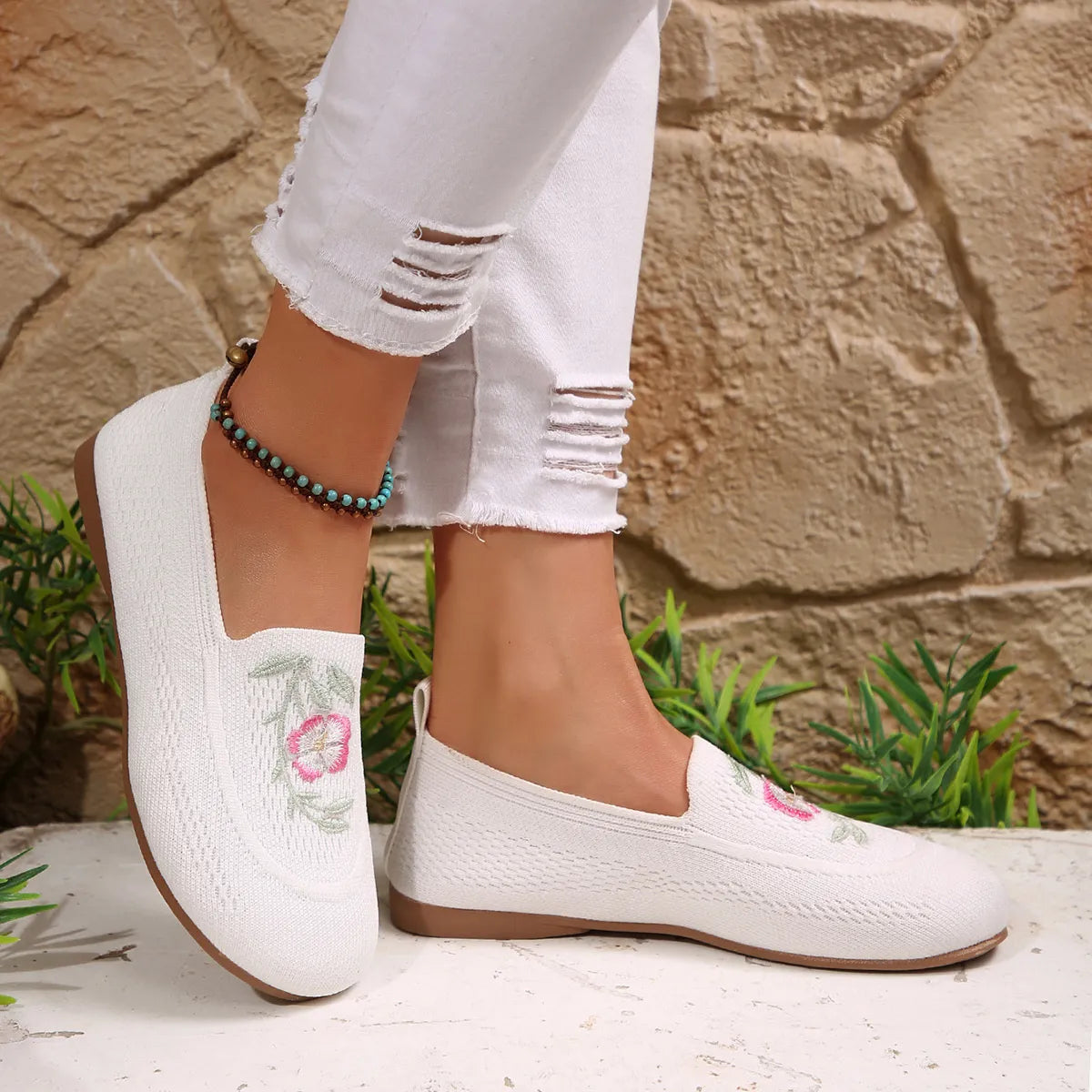 Embroidered Mesh Slip-Ons - Tigbul's Variety Fashion Shop