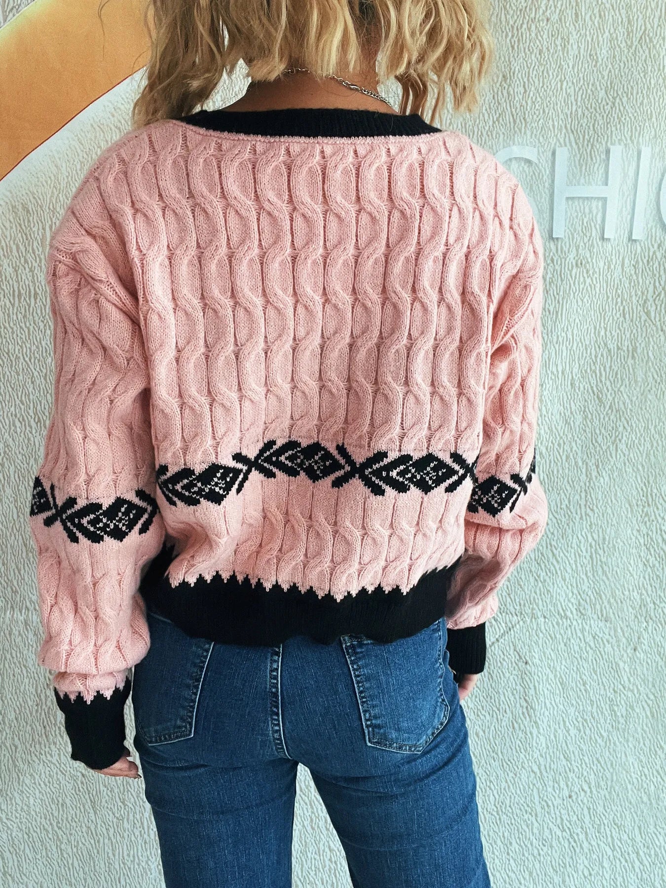 Cable Knit V-Neck Sweater - Tigbul's Variety Fashion Shop
