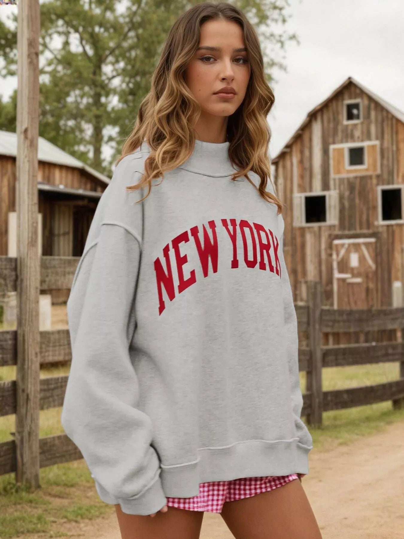 New York Oversized Dropped Shoulder Sweatshirt - Tigbul's Variety Fashion Shop