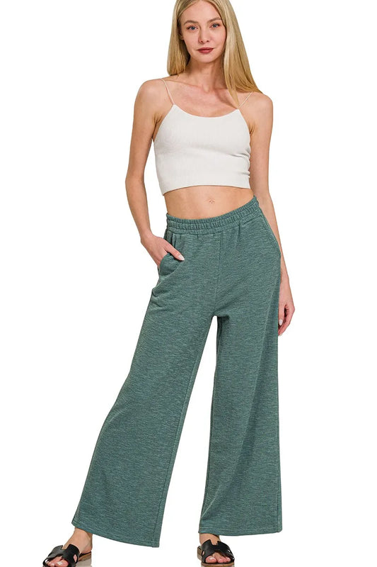 Zenana Cotton Slub Wide Leg Pants - Tigbul's Variety Fashion Shop