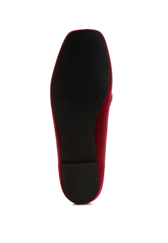 Kyari Velvet Diamante Strap Loafers - Tigbul's Variety Fashion Shop