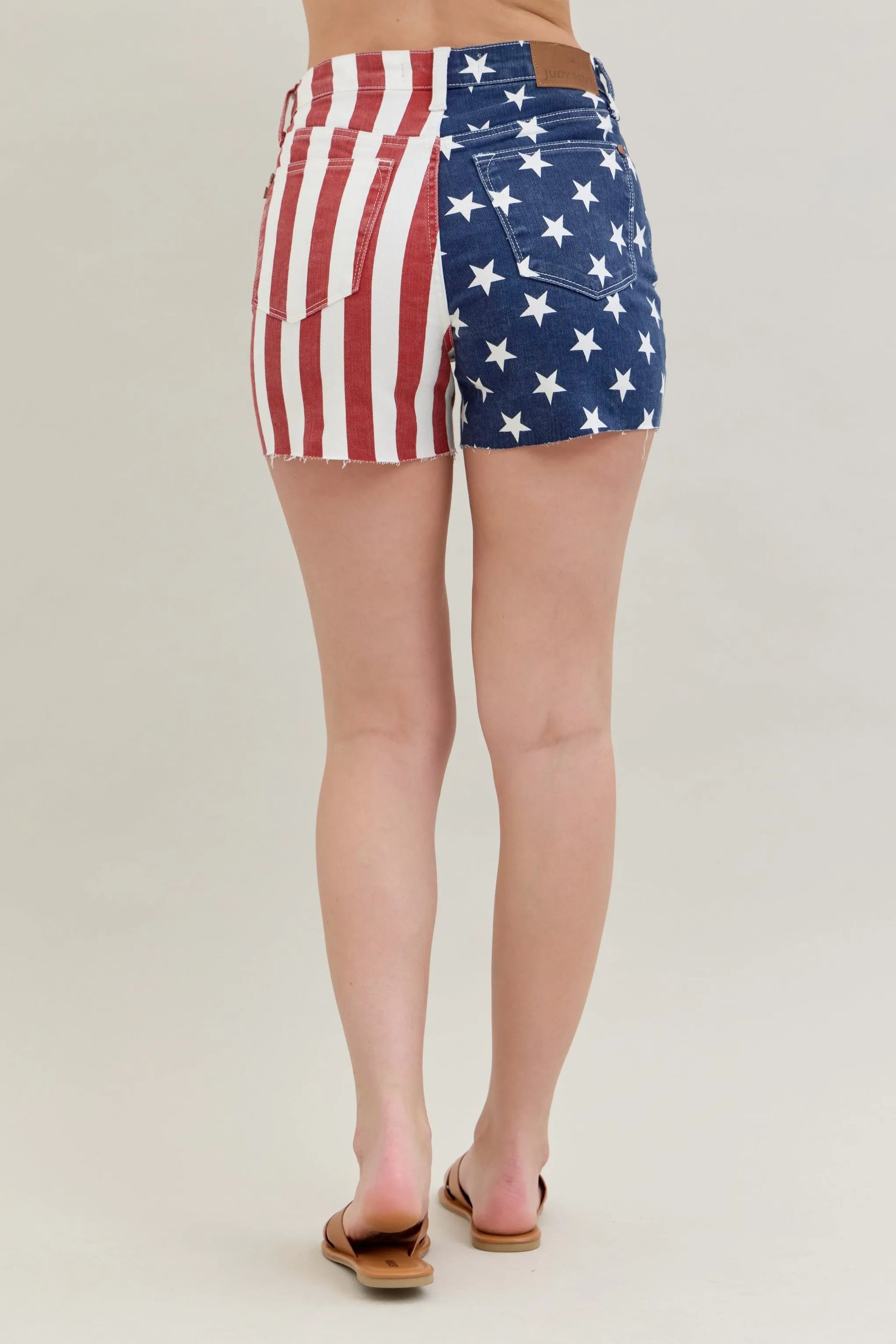 Judy Blue Full Size High Waist Americana Flag Fray Hem Shorts Plus Size - Tigbul's Variety Fashion Shop