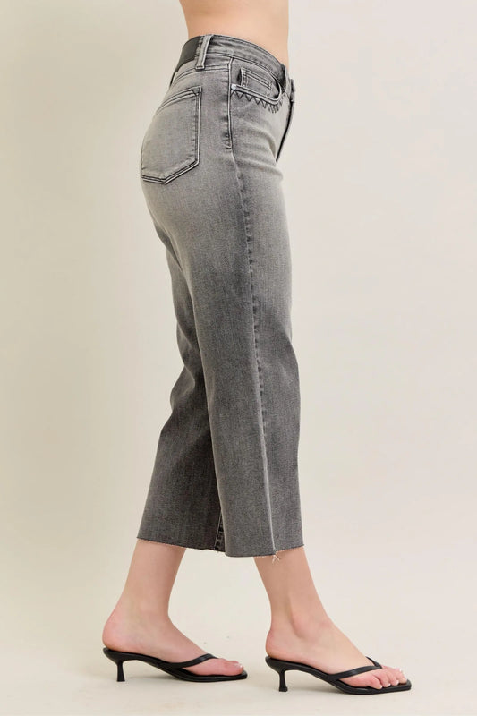 Judy Blue Full Size Wide Leg Capris Jeans Plus Size - Tigbul's Variety Fashion Shop