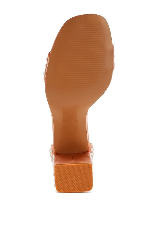 Klebba Pearls Embellished Satin Sandals - Tigbul's Variety Fashion Shop