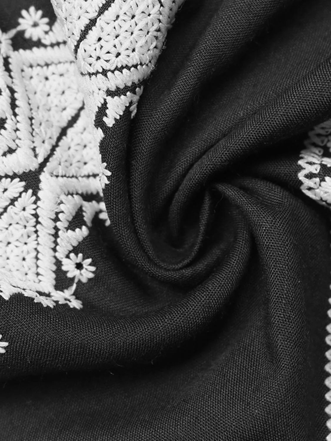 Black Tassel Tied Embroidered Tank - Tigbul's Variety Fashion Shop
