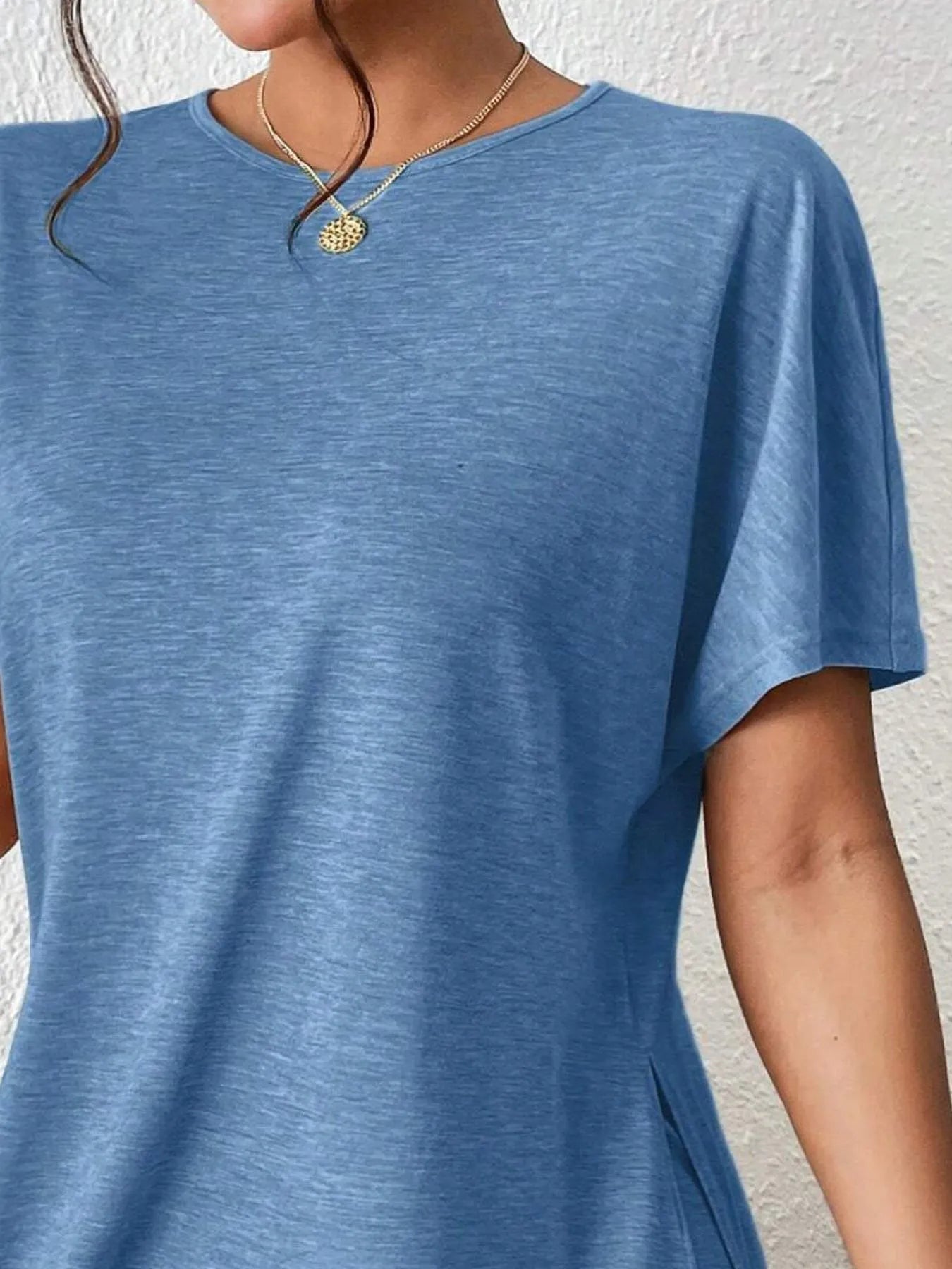 Casual Round Neck T-Shirt and Shorts Set - Tigbul's Variety Fashion Shop