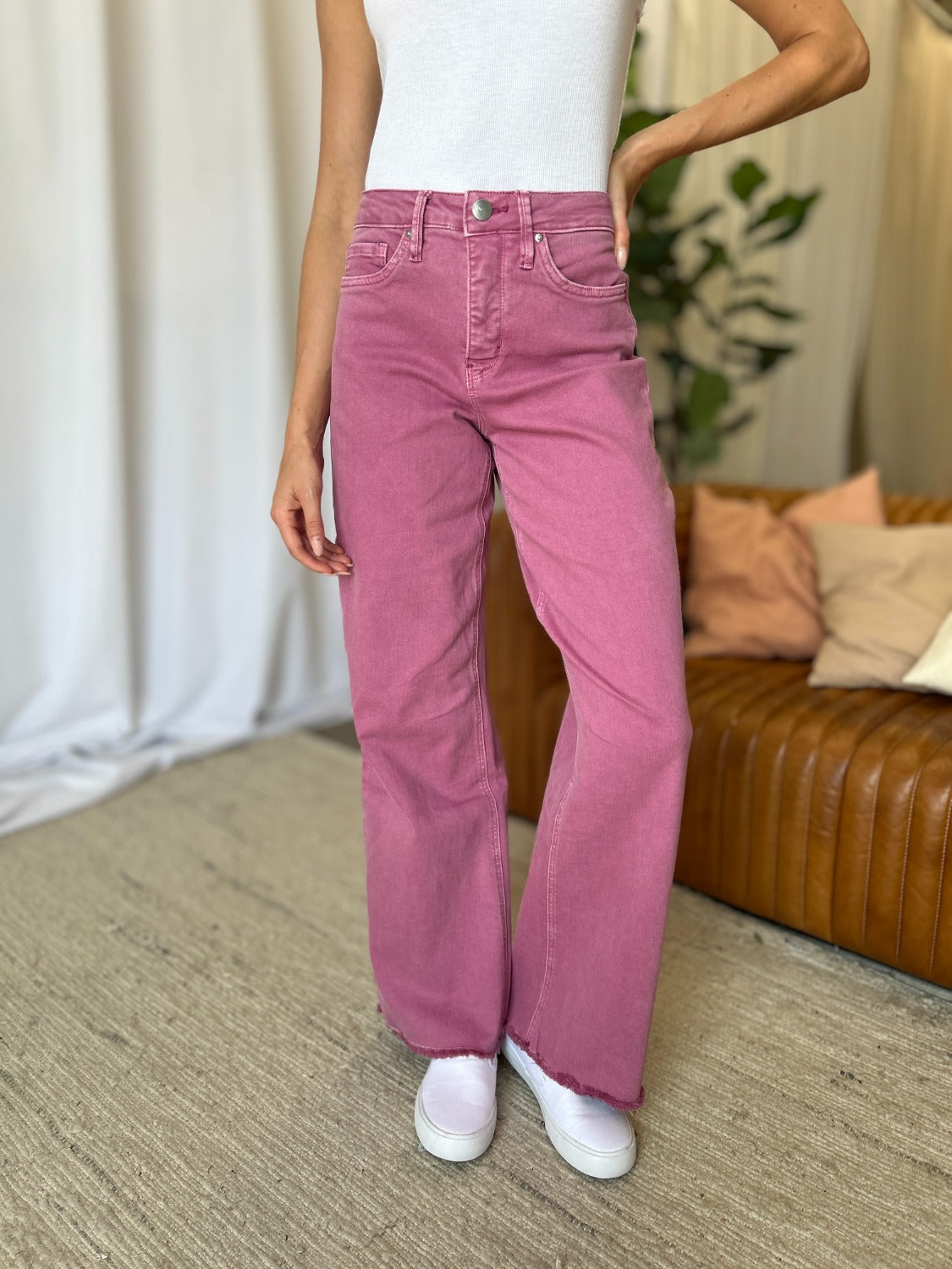 RFM Full Size High Rise Garment Dye Wide Leg Jeans - Tigbul's Variety Fashion Shop