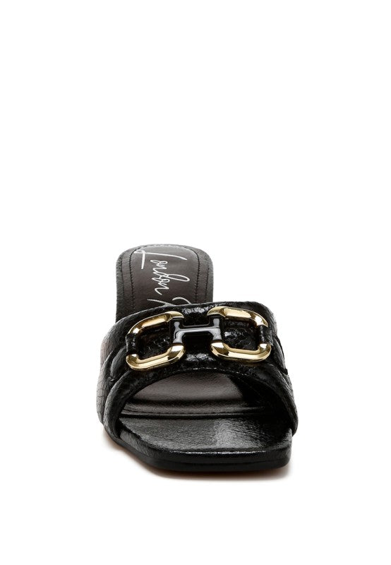 Bellamy Horsebit Detail Snake Print Sandals - Tigbul's Variety Fashion Shop