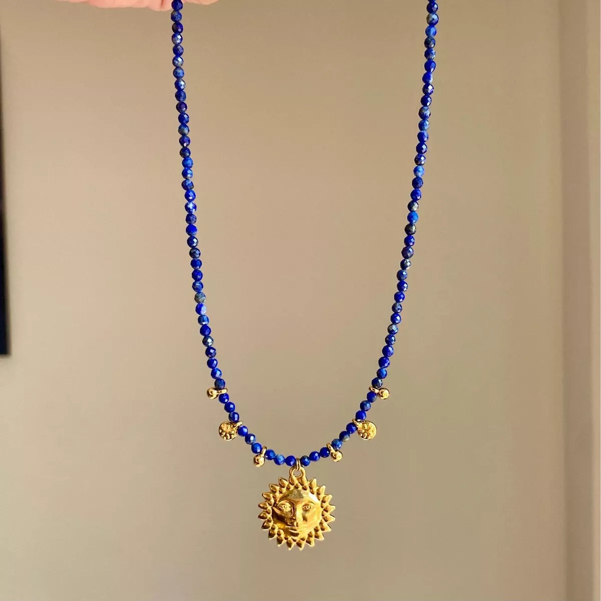 14K Gold-Plated Bead Sun Pendant Necklace - Tigbul's Variety Fashion Shop