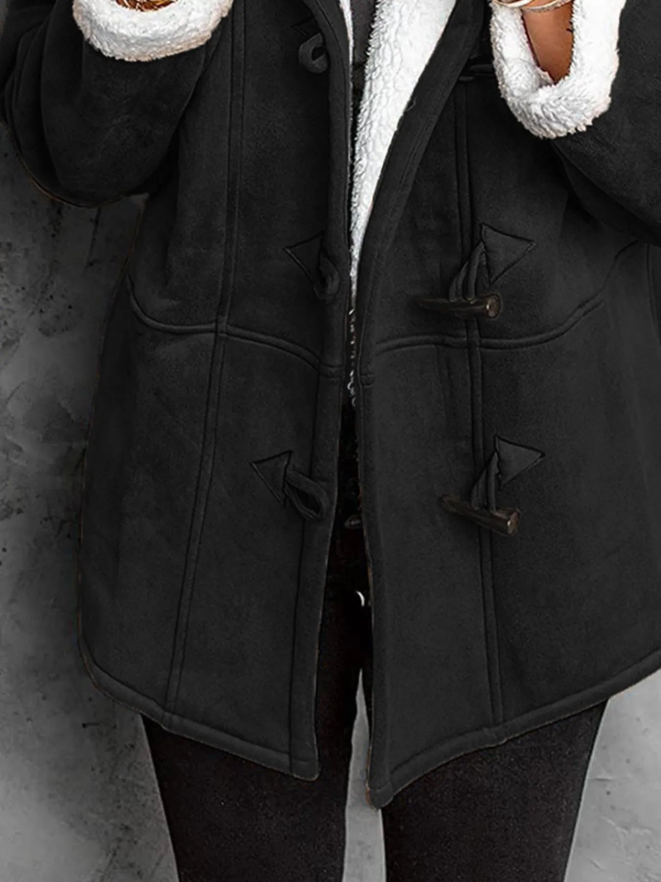 Full Size Cozy Sherpa Lined Toggle Coat with Hood Plus Size - Tigbul's Variety Fashion Shop