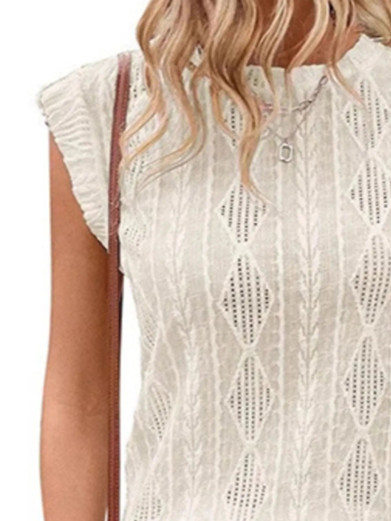 Openwork Round Neck Top - Tigbul's Variety Fashion Shop