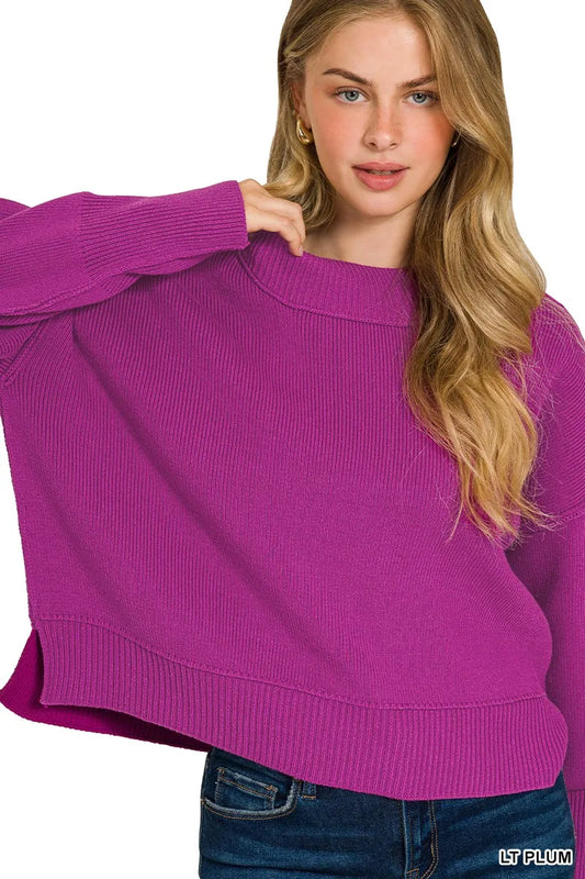 Zenana Wide Neck Band Drop Shoulder Sweater - Tigbul's Variety Fashion Shop