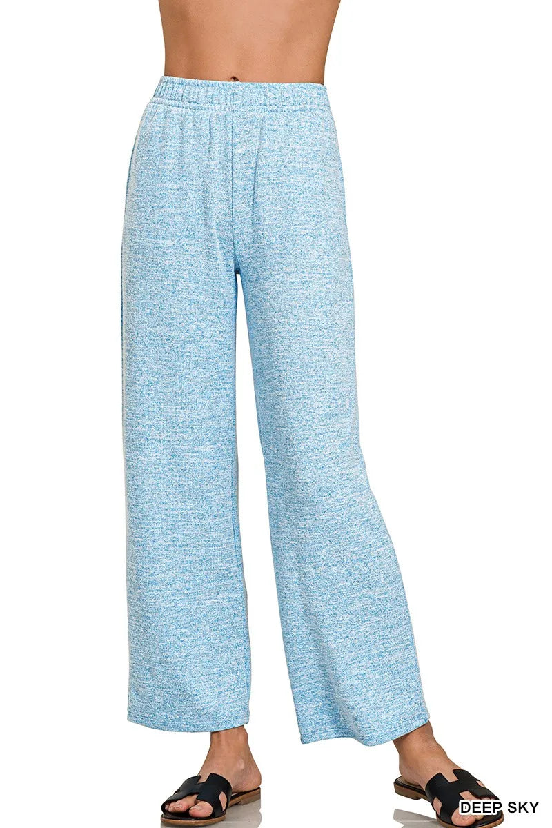 Zenana Soft Melange Hacci Elastic Waistband Lounge Pants - Tigbul's Variety Fashion Shop