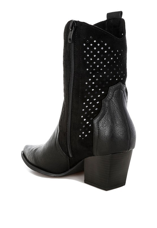 Prosia Rhinestone-Studded Cowboy Boots - Tigbul's Variety Fashion Shop