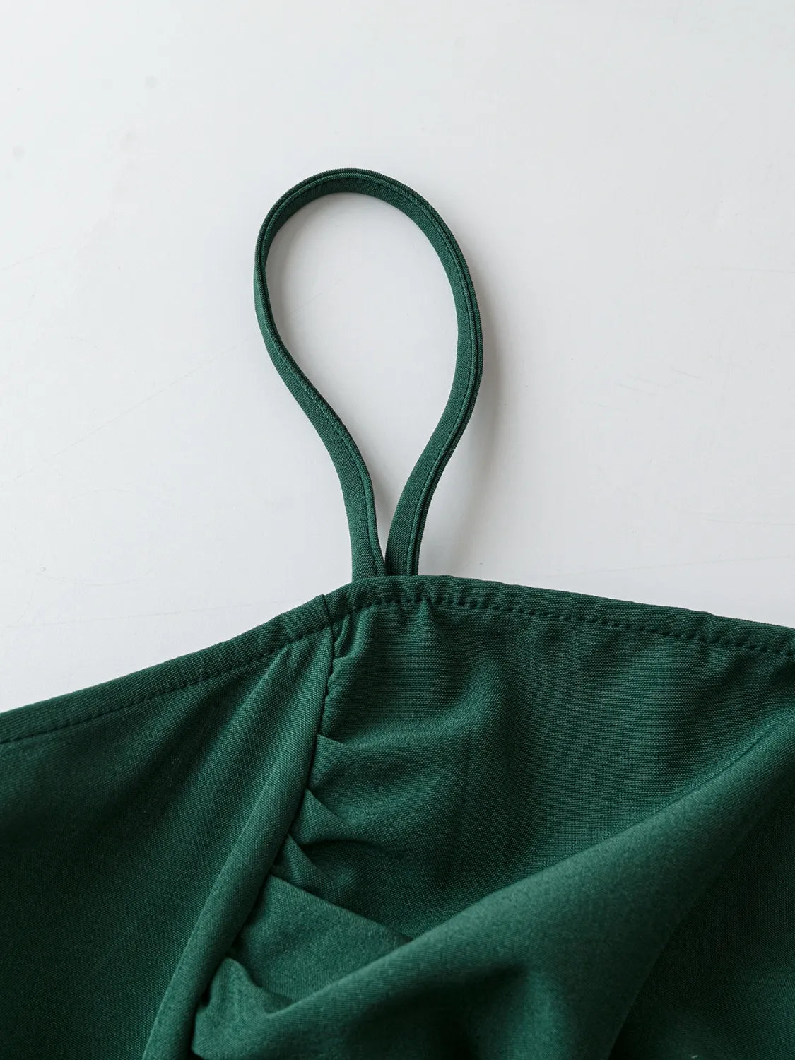 Dark Green Smocked Square Neck Cami Dress - Tigbul's Variety Fashion Shop
