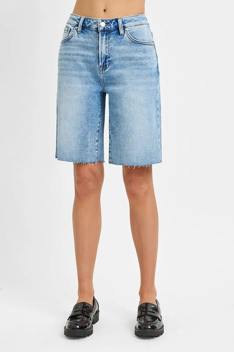 RISEN High Rise Bermuda Denim Shorts - Tigbul's Variety Fashion Shop
