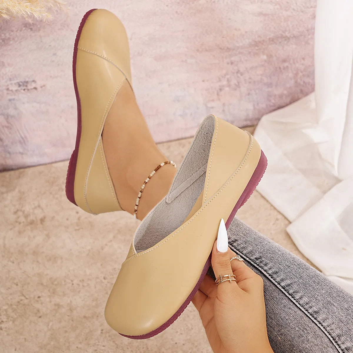 Round Toe Flats Slip-Ons - Tigbul's Variety Fashion Shop